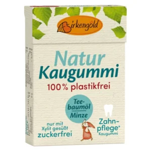 Guma de mestecat cu tea tree si menta 20 drajeuri 28g Birkengold