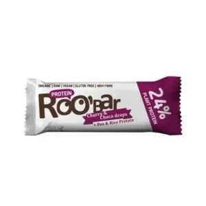 Baton proteic cu cirese si ciocolata bio 40g Roobar