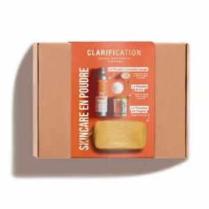 Set cadou - geanta cosmetica gel de dus si exfoliant pudra bio Clarification