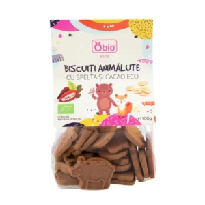 Biscuiti animalute cu spelta si cacao bio 100g Obio