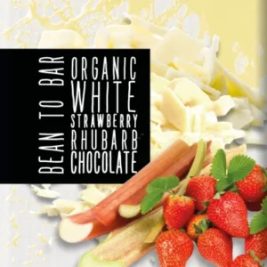 Ciocolata alba cu capsuni si rubarba bio 100g Meybona