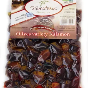 Masline kalamata vidate marinate in otet bio 500g Stamatakos Olivegrove