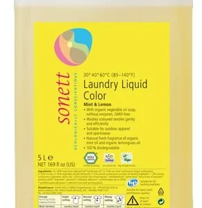Detergent lichid pentru rufe colorate cu menta si lamaie ecologic 5l Sonett